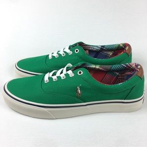 Polo Ralph Lauren Keaton Pony Green Canvas Leather Casual Sneaker men 10, 12, 13